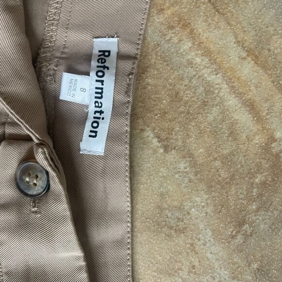 Reformation Tan Wide Leg Pants High Waisted Sz 8 - Picture 3 of 5